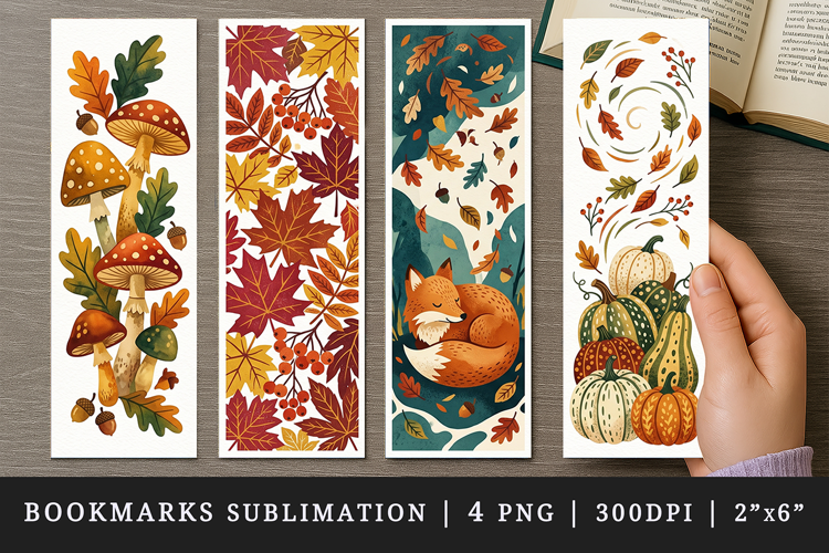 Fall autumn bookmarks printable sublimation bookmark design