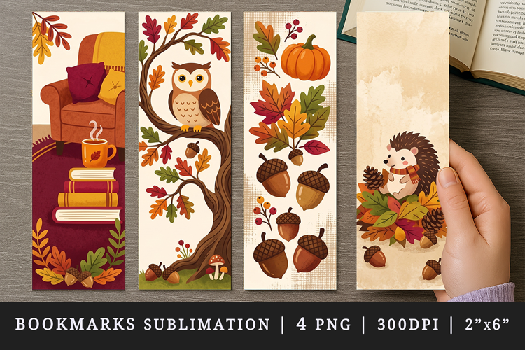 Fall autumn bookmarks printable sublimation bookmark design