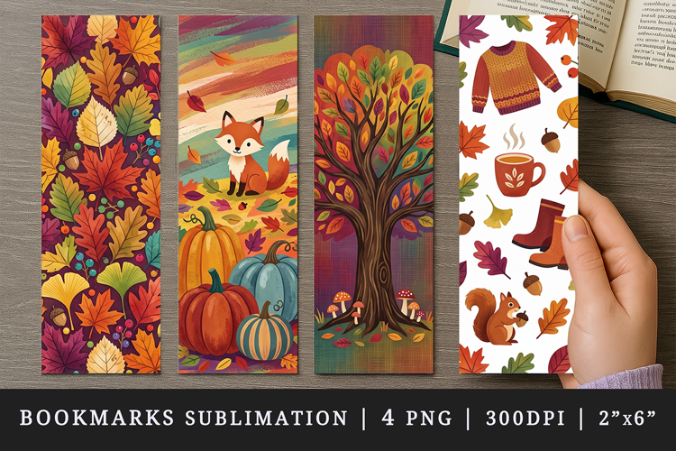 Fall autumn bookmarks printable sublimation bookmark design