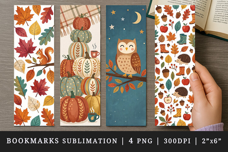 Fall autumn bookmarks printable sublimation bookmark design example image 1