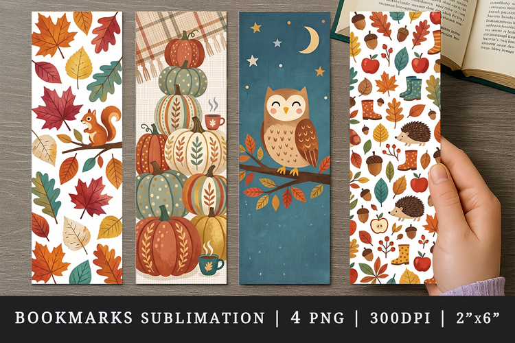 Fall autumn bookmarks printable sublimation bookmark design