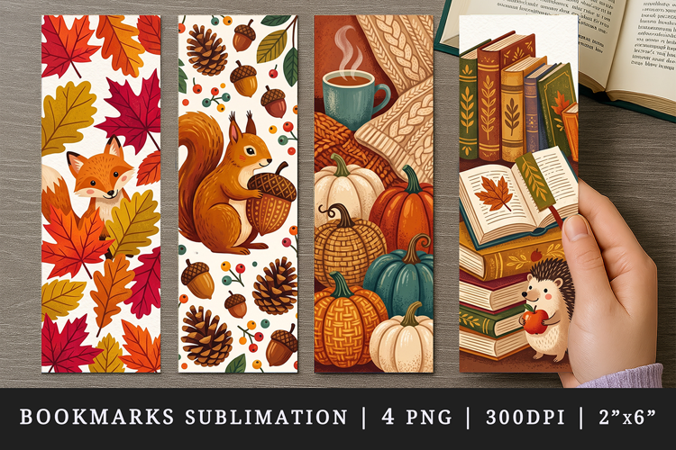 Fall autumn bookmarks printable sublimation bookmark design