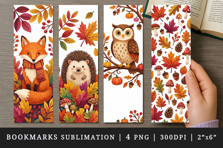 Fall autumn bookmarks printable sublimation bookmark design