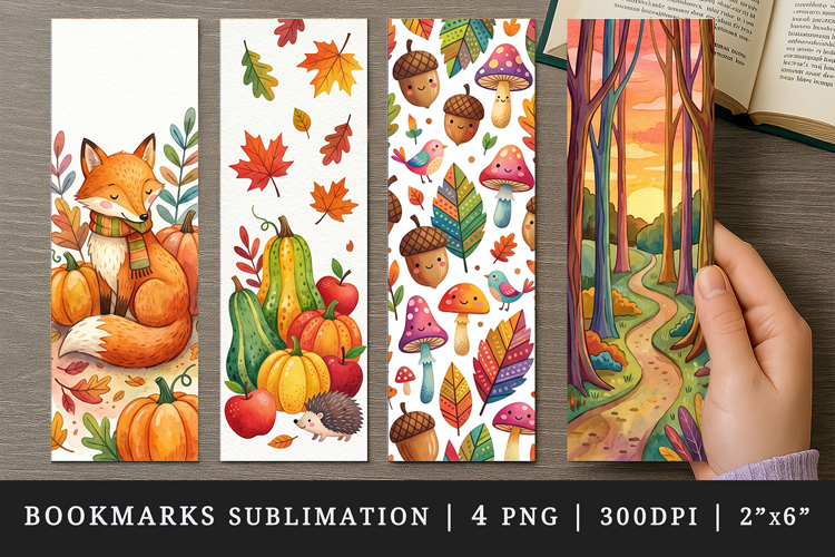 Fall autumn bookmarks printable sublimation bookmark design