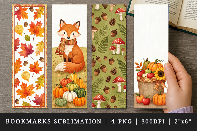 Fall autumn bookmarks printable sublimation bookmark design example image 1