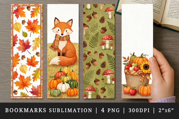 Fall autumn bookmarks printable sublimation bookmark design