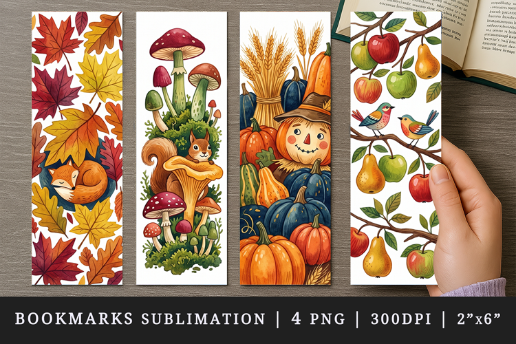 Fall autumn bookmarks printable sublimation bookmark design