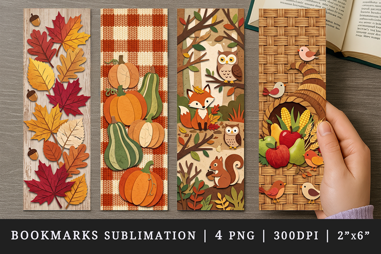 Fall autumn bookmarks printable sublimation bookmark design