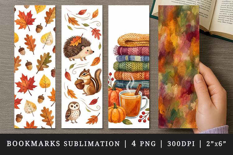 Fall autumn bookmarks printable sublimation bookmark design