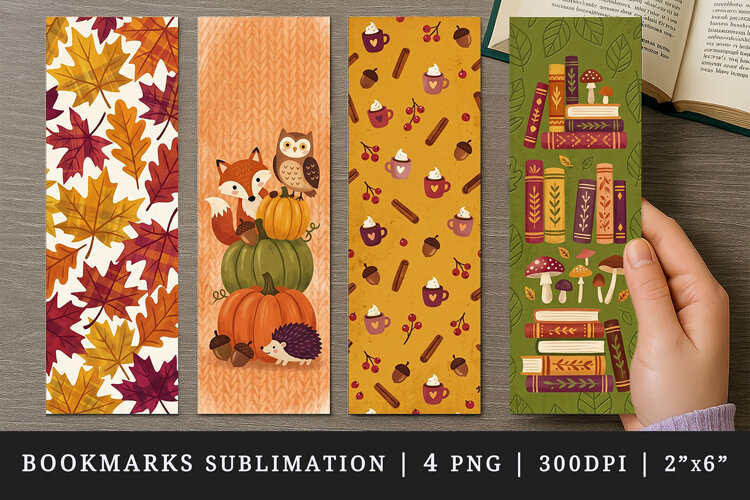 Fall autumn bookmarks printable sublimation bookmark design example image 1