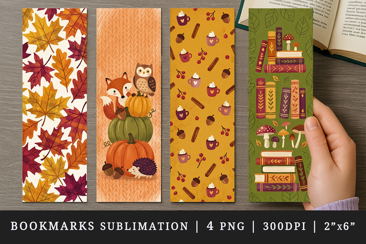 Fall autumn bookmarks printable sublimation bookmark design
