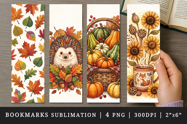 Fall autumn bookmarks printable sublimation bookmark design