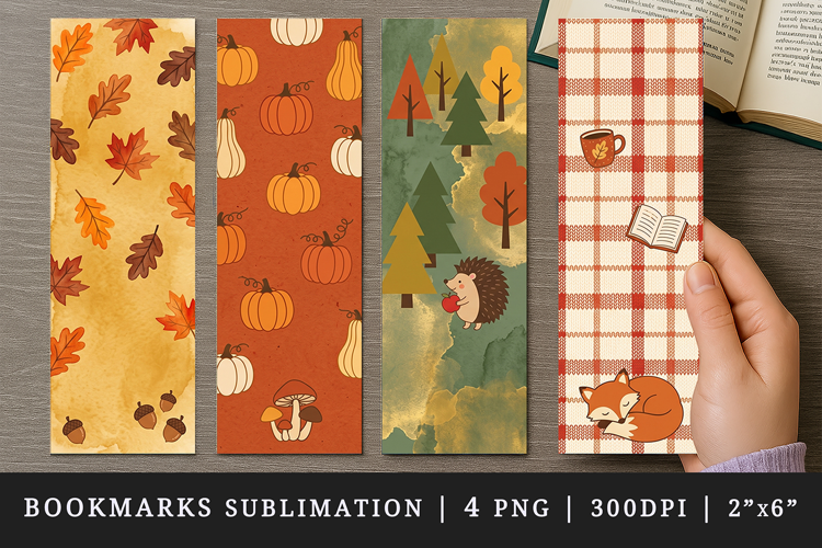 Fall autumn bookmarks printable sublimation bookmark design