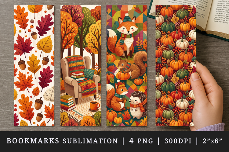 Fall autumn bookmarks printable sublimation bookmark design
