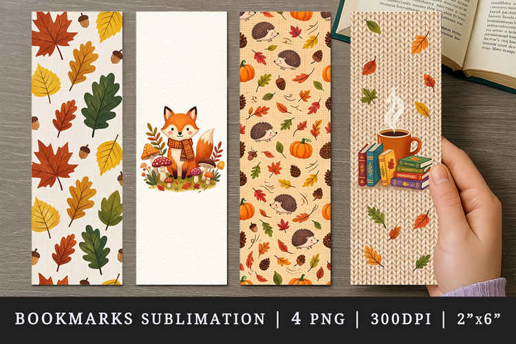 Fall autumn bookmarks printable sublimation bookmark design
