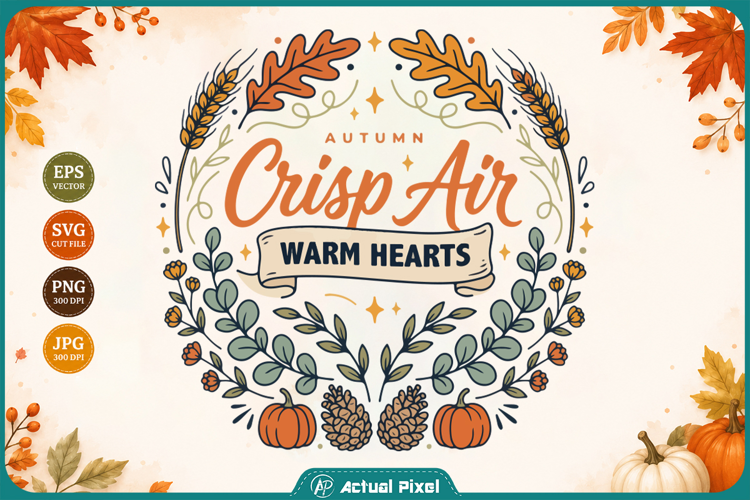 Autumn Crisp Air Warm Hearts Sublimation PNG