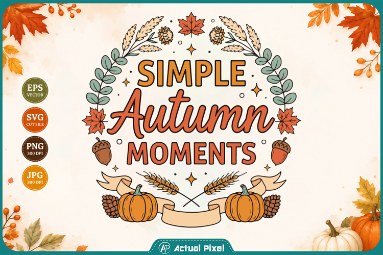 Simple Autumn Moments Fall Wreath SVG Design