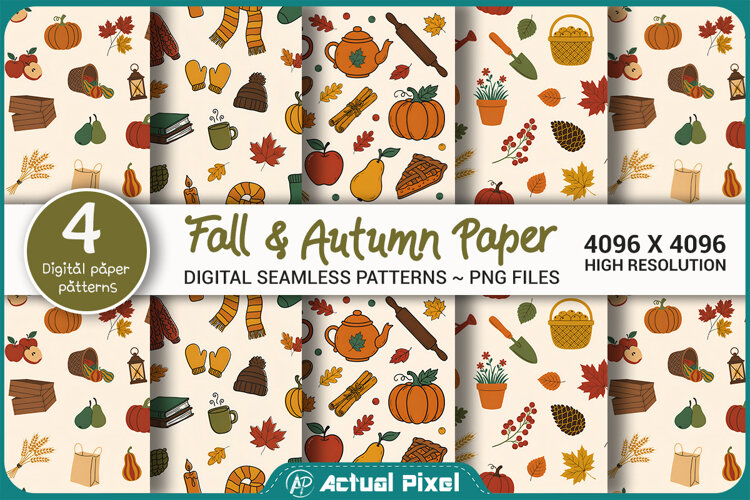 Fall Autumn Seamless Pattern example image 1