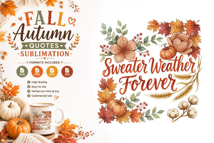 Fall Quotes Sublimation SVG PNG