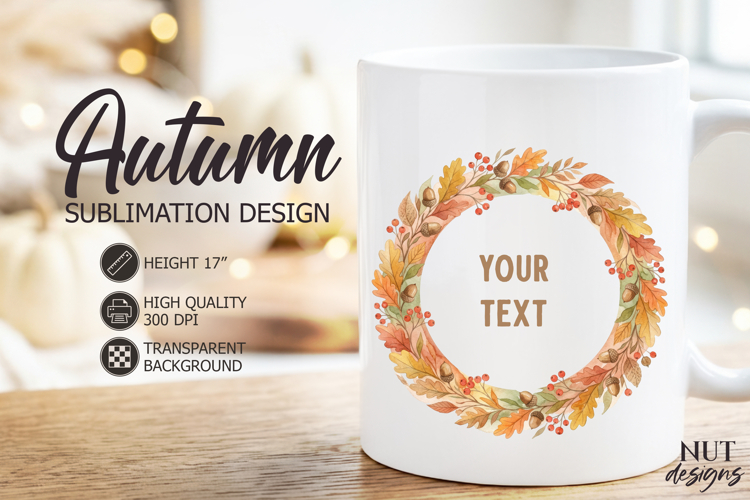 Autumn Wreath Sublimation Thanksgiving custom text