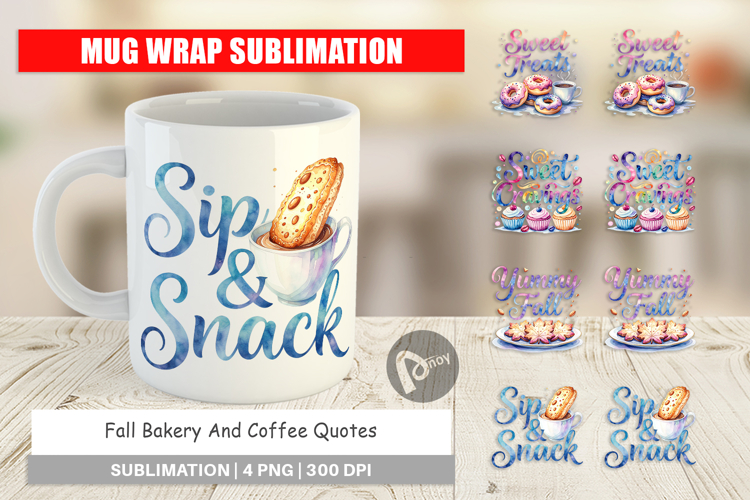 Fall Bakery & Coffee Quotes Mug Wrap