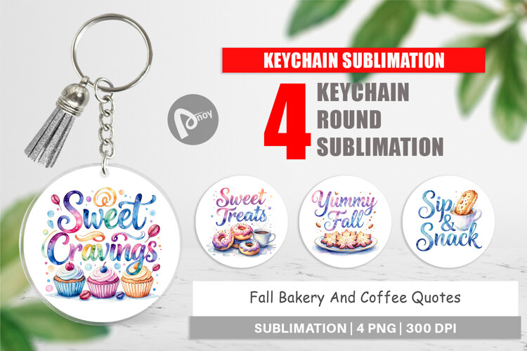 Fall Bakery & Coffee Quotes Keychain example image 1
