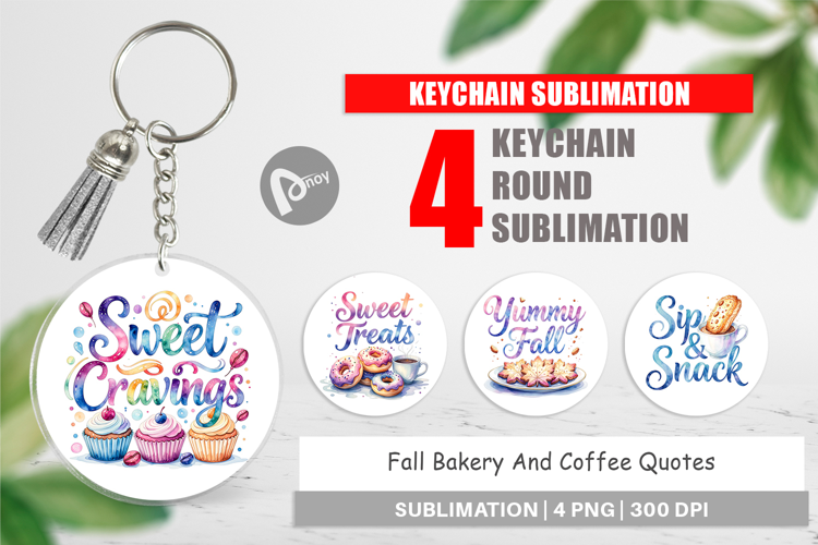 Fall Bakery & Coffee Quotes Keychain