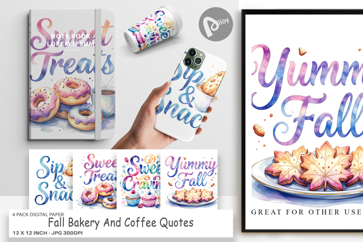 Fall Bakery & Coffee Quotes Digital Paper