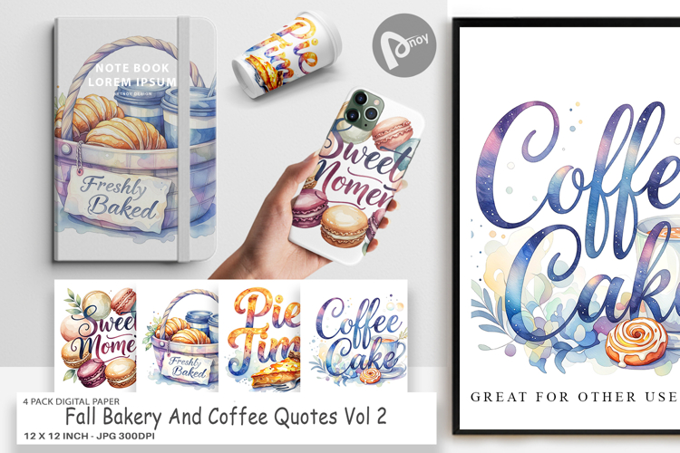 Fall Bakery & Coffee Quotes Digital Paper