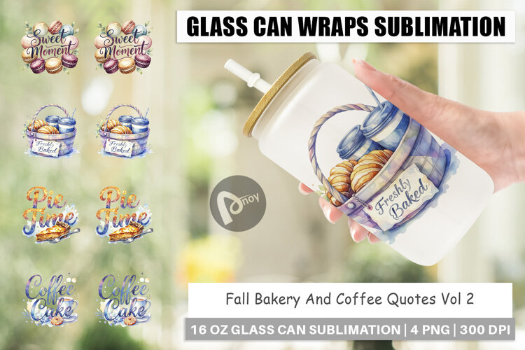 Fall Bakery & Coffee Quotes Glass Can example image 1
