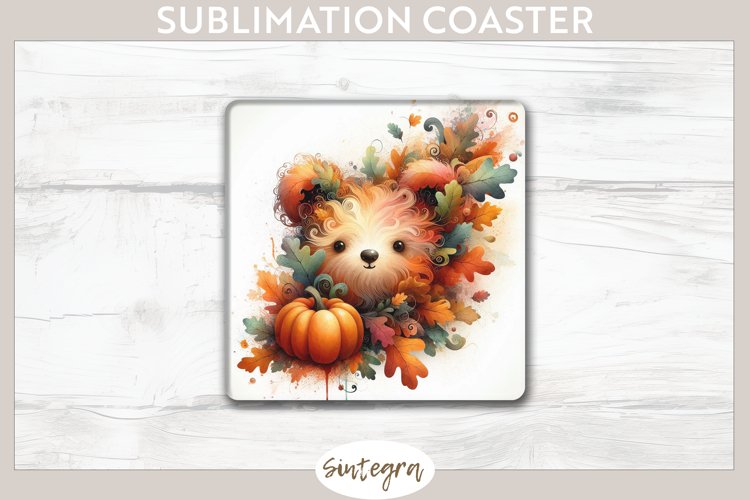 Fall Bear Animal v4 Square Coaster Sublimation