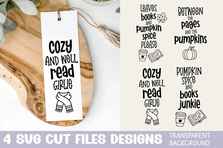Fall Book Lover Bookmarks SVG, Printable Fall Bookmarks