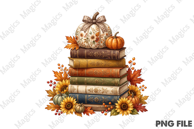 Fall Book Lover Png, Boho Fall Png