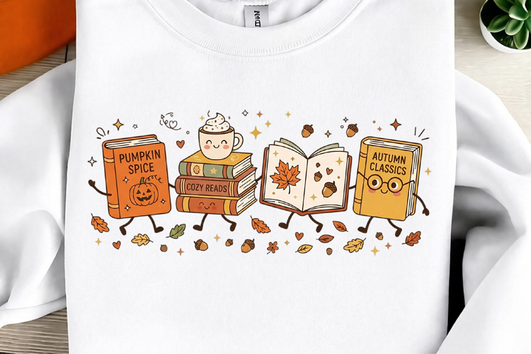 Fall Books Doodle Characters PNG