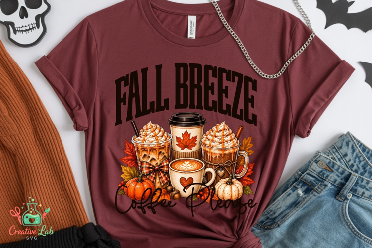Coffee Weather PNG - Neutral Varsity Fall Sublimation Design