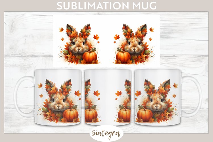 Fall Bunny Animal v2 Mug Wrap Sublimation example image 1