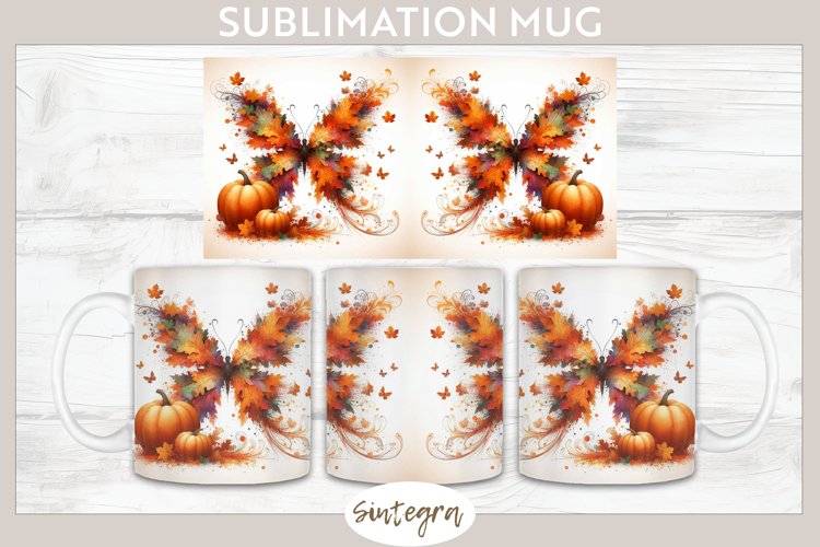 Fall Butterfly Animal v2 Mug Wrap Sublimation example image 1