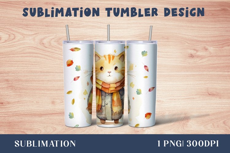 Autumn cat tumbler wrap Sublimation - 20oz