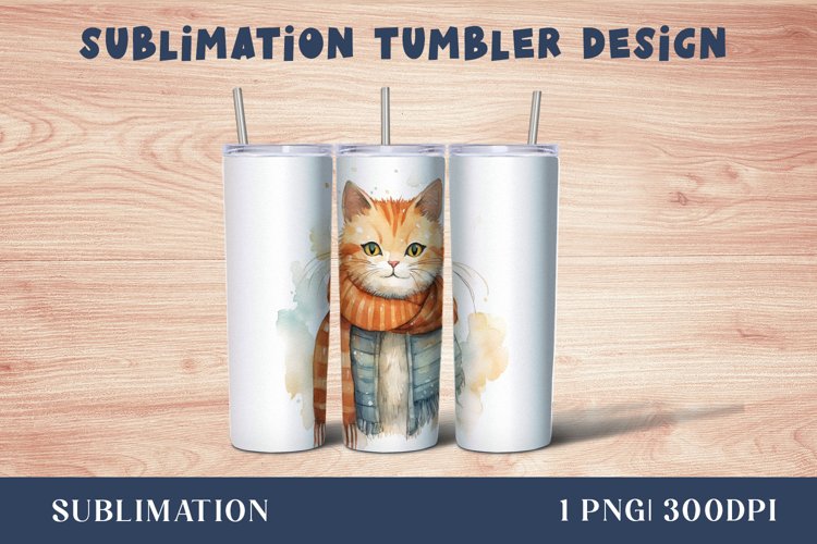 Autumn cat tumbler wrap Sublimation - 20oz
