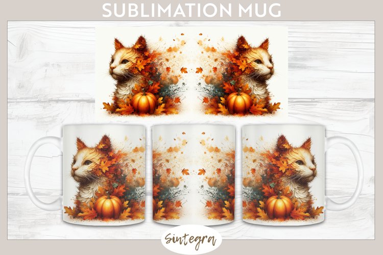 Fall Cat Animal v3 Mug Wrap Sublimation