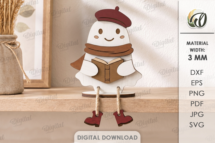 3D Fall Stand Laser Cut. Standing Decor. Ghost SVG