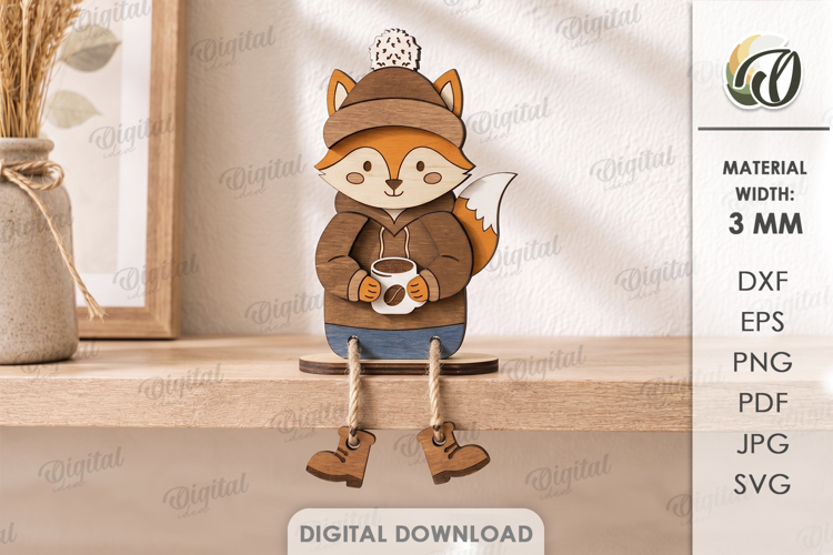 3D Fall Stand Laser Cut. Standing Decor. Fox SVG