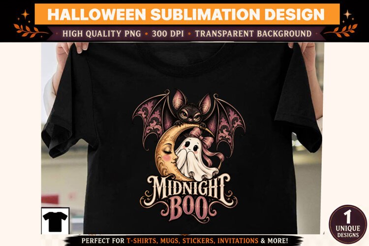 Halloween Clipart PNG Spooky Witch Ghost Design example image 1