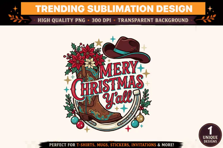 Merry Christmas Y’all Western Christmas PNG
