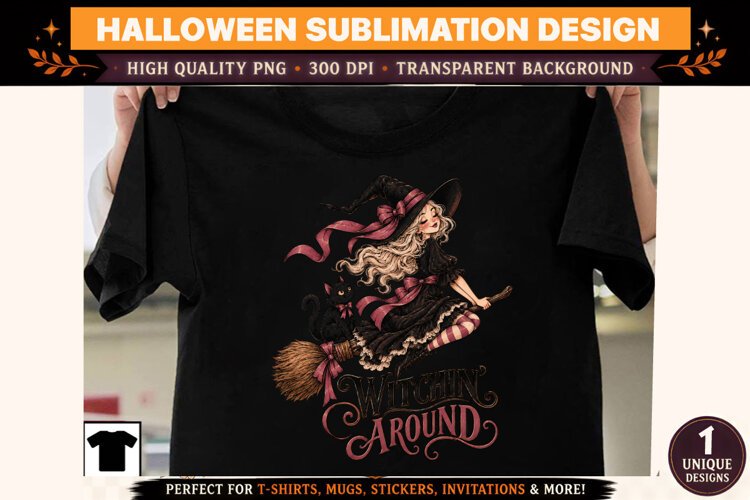 Halloween Clipart PNG Spooky Witch Ghost Design example image 1