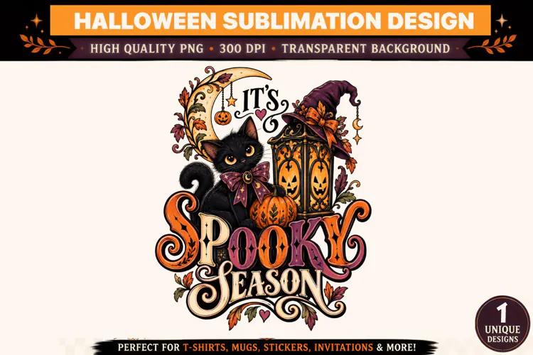 Spooky Season Halloween PNG, Black Cat Witch PNG, Gothic Hal