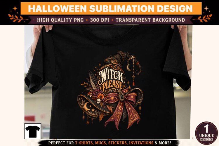 Halloween Clipart PNG Spooky Witch Ghost Design example image 1
