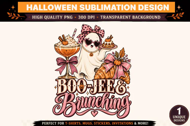 Boo-Jee & Brunching Halloween PNG, Cute Ghost Brunch Sublima