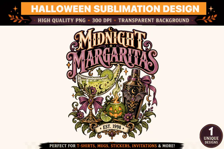 Midnight Margaritas Halloween PNG, Spooky Margarita Sublimat