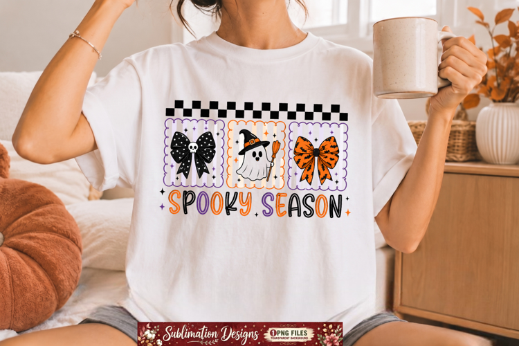 Spooky Season Ghost Bow Halloween Sublimation PNG